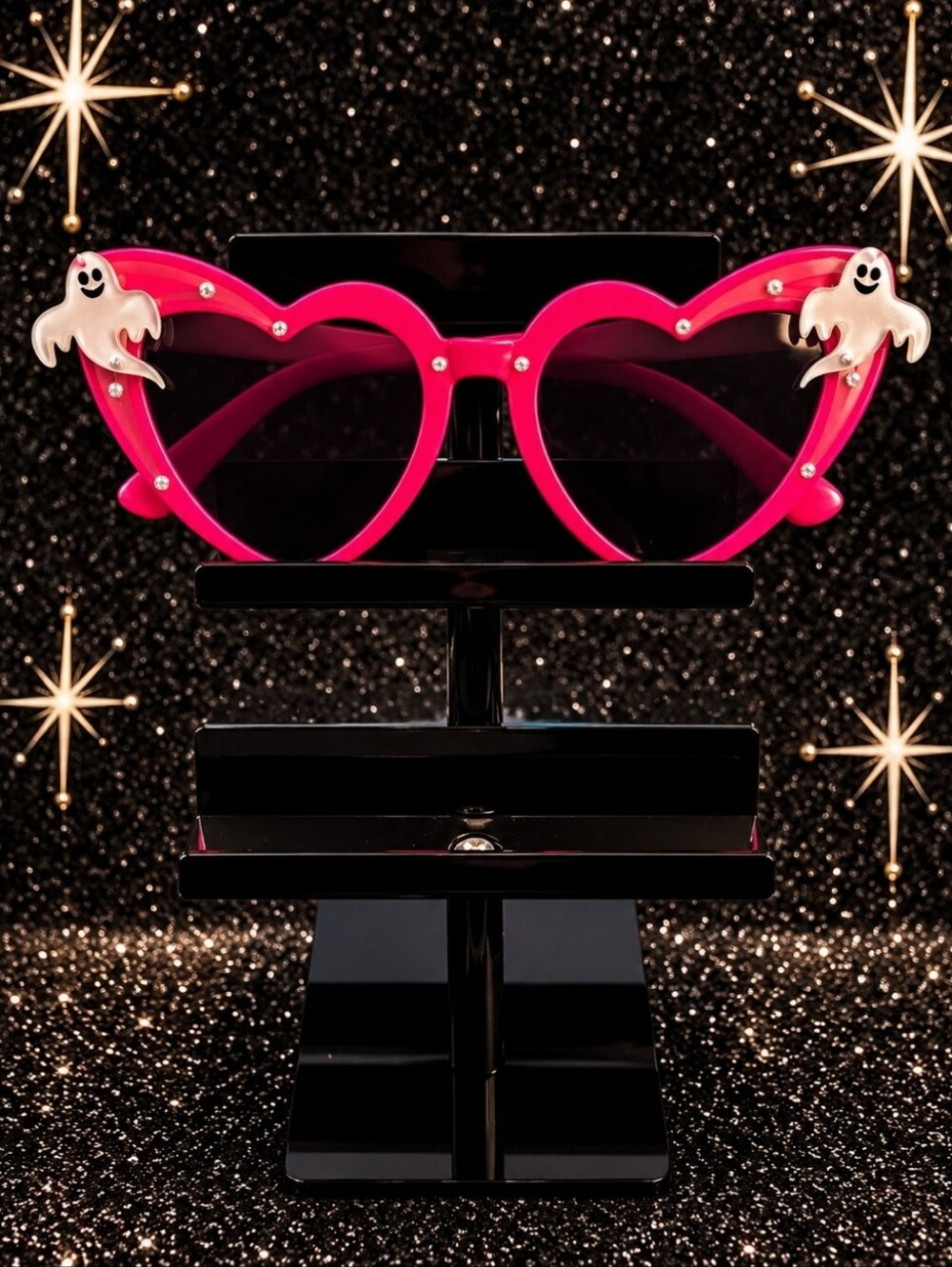 Hot Pink Cat-Eye Sunglasses with Ghost Accents - Women's Novelty Shades